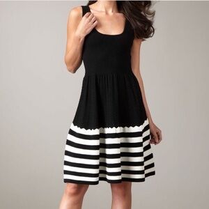 KATE SPADE Sandra Striped Black & Cream Knit Sweater Dress, Size Xs